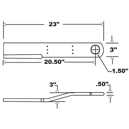 Aftermarket C49A Rotary Cutter 3 x 23 CCW Blade for Hardee 52LT 60LT 60LTO 66LT 72LT BHH90-0003